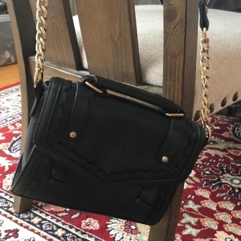 ASOS cute black small satchel style bag w/ chain